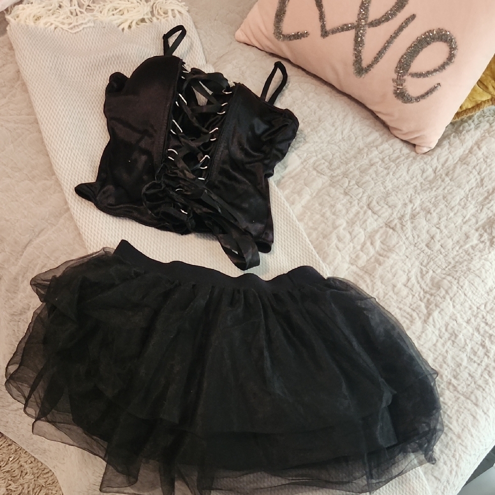 Spirit Black Lace-Up Corset Set